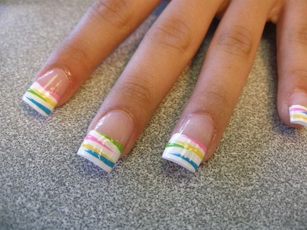 Rainbow Striped Nail Tips Fashion Nails Stripes Polish Summer Rainbow Striped Nail Tips Fashion Nails Stripes Polish Summer Manicure