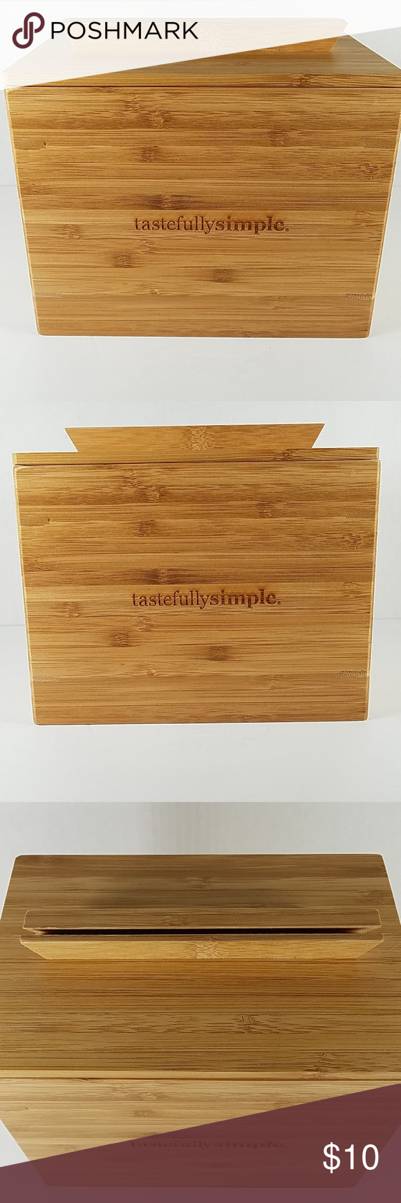 Bamboo Recipe Card Box Tastefully Simple Approximately 7