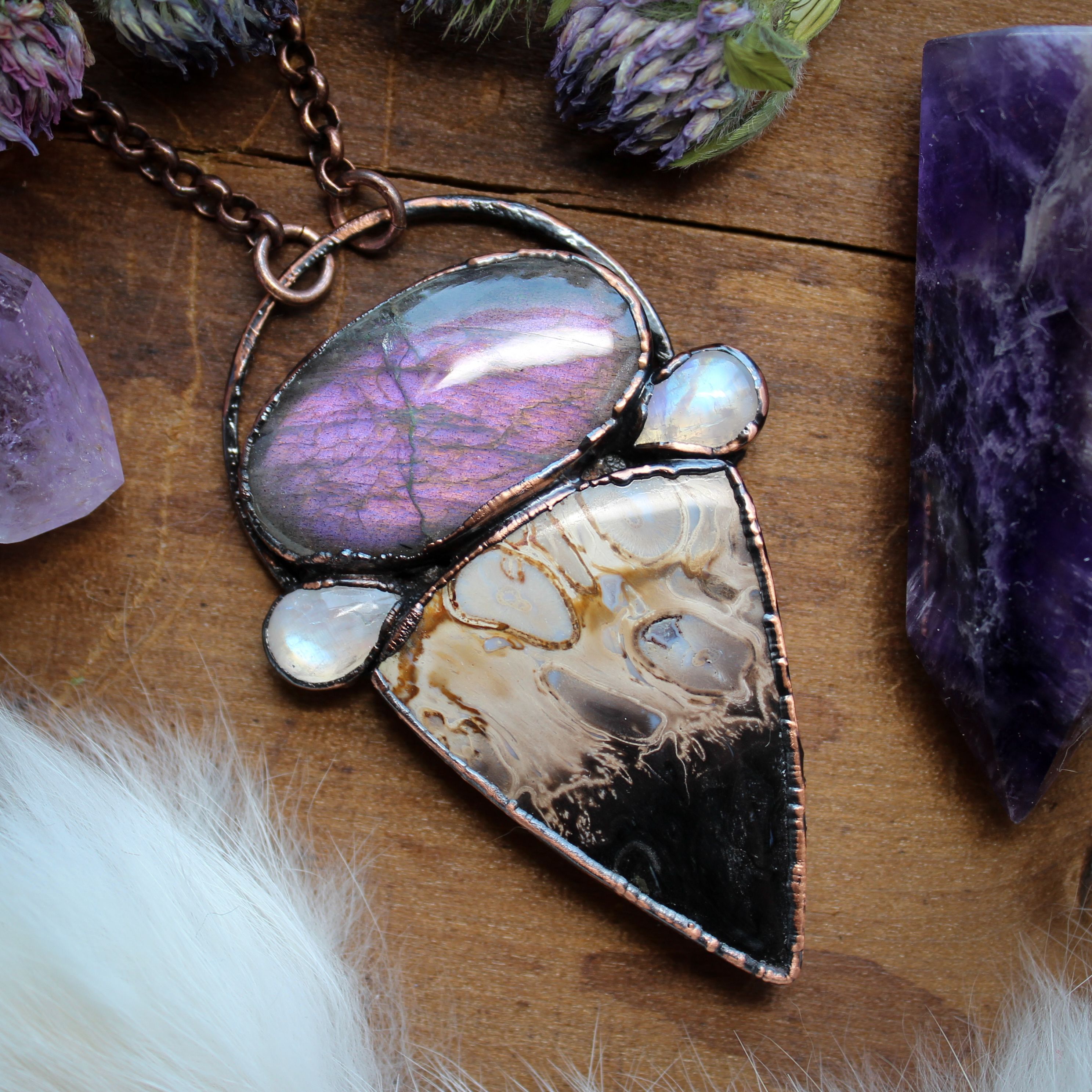 Raw Crystal Jewelry Spiritual Gifts for Birthday Raw Labradorite Pendant Natural Stone Necklace