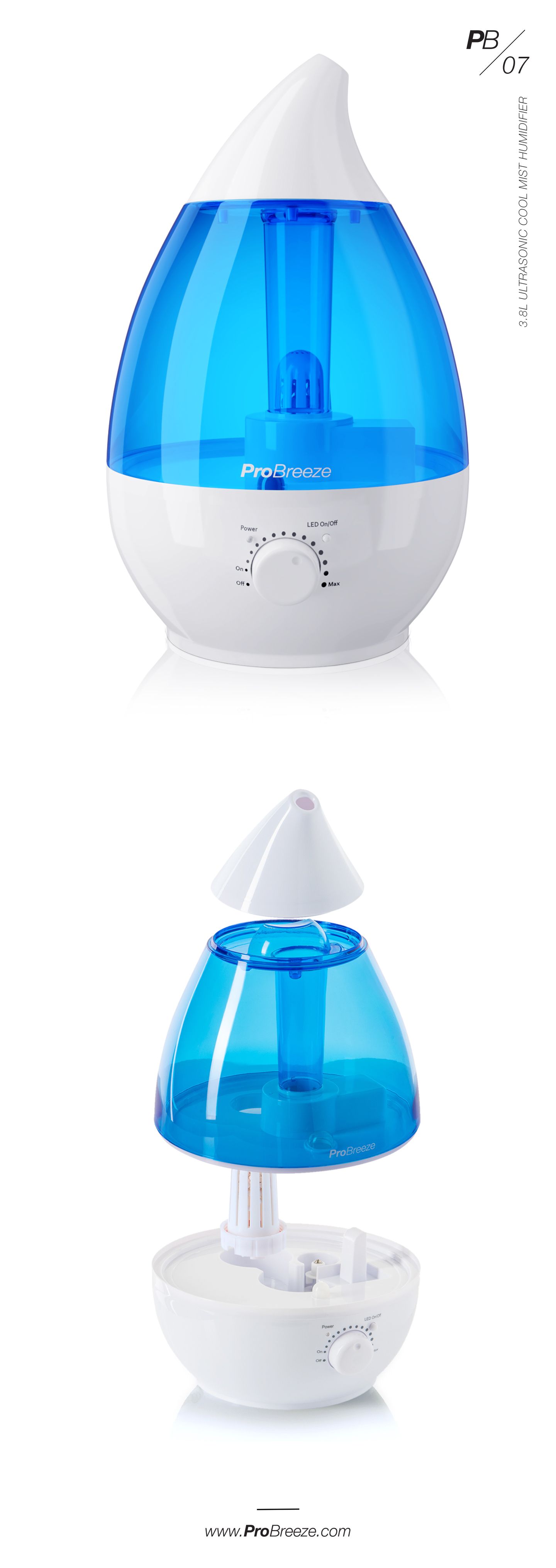 3.8 Litre Ultrasonic Humidifier | Ultrasonic cool mist humidifier Mahli Simple Breeze Diffuser And Night Light