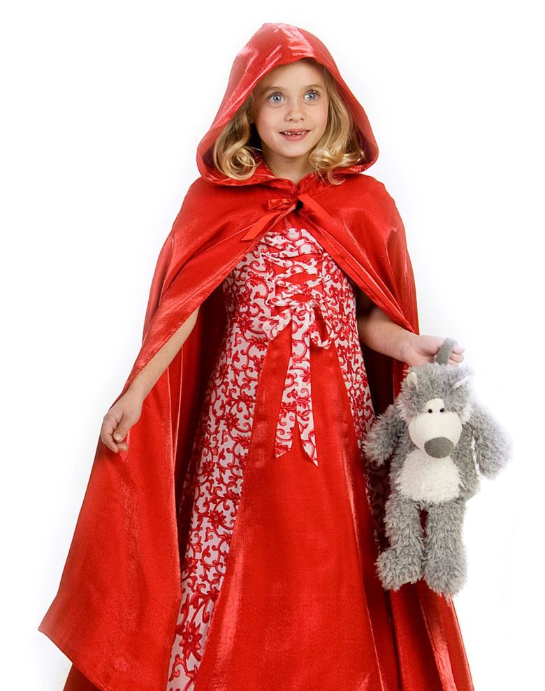 Childs Fancy Dress Hooded Cape Red Kids Childs Red Riding Long Cloak New