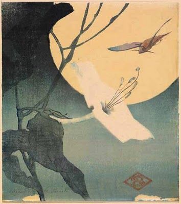Image result for Japanese paintings and artwork moonflowers with moths