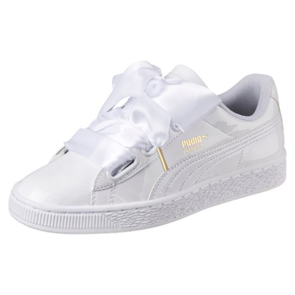 Basket Heart Patent Women's Trainers, Puma White-Puma White ... Basket Heart Patent Women's Trainers, Puma White-Puma White ...