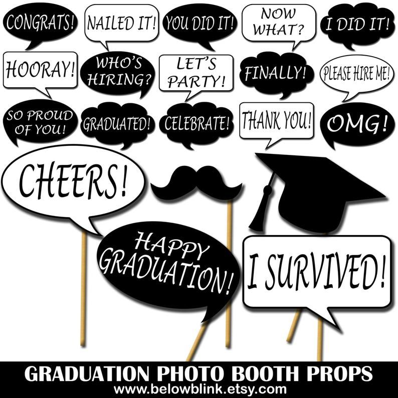 8.5 x 11 Black Senior Grad Photo Prop High School Graduate Photo Booth 2018 Graduation Sign and Gold Instant Download White