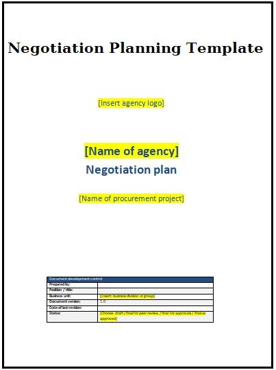 negotiation planning templates 2 printable word excel formats
