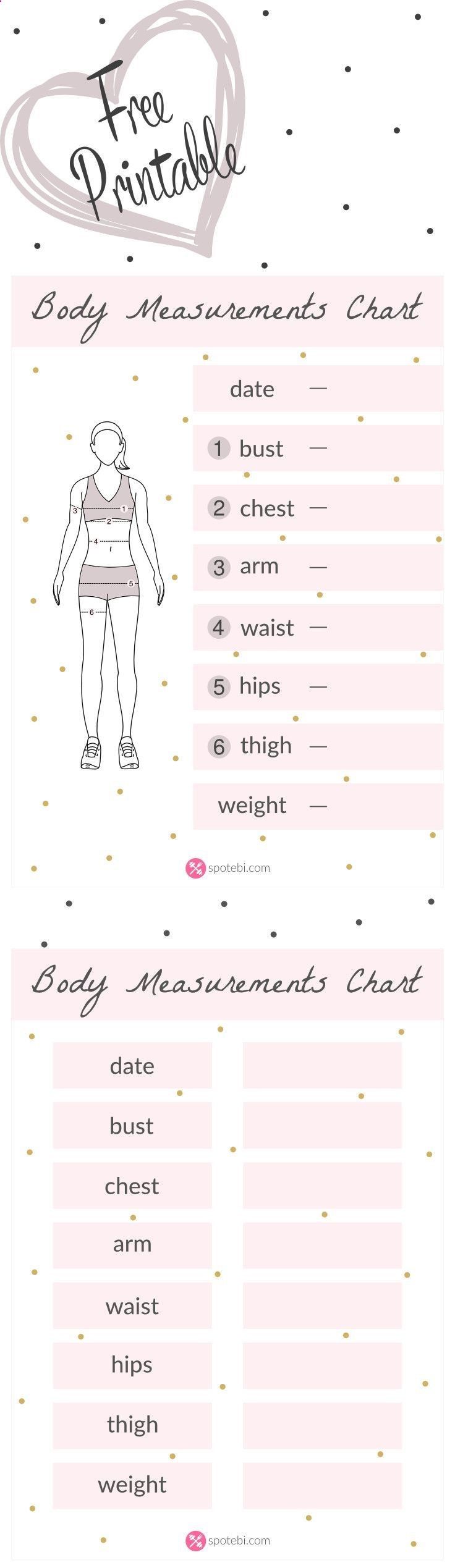 free body measurement chart get your workout plan together measurements tracker
