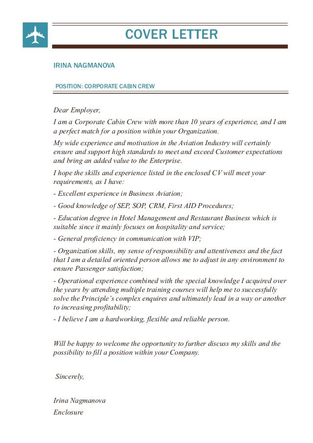 cabin crewdear employer corporate crew with more than sample cover letter for cabin crew