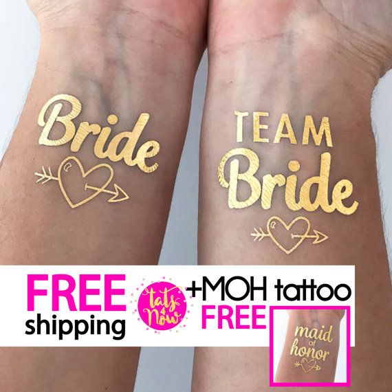temporary tattoo bachelorette tattoo bachelorette party favors Rose gold bachelorette tattoos Bachelorette party TEAM BRIDE Heart