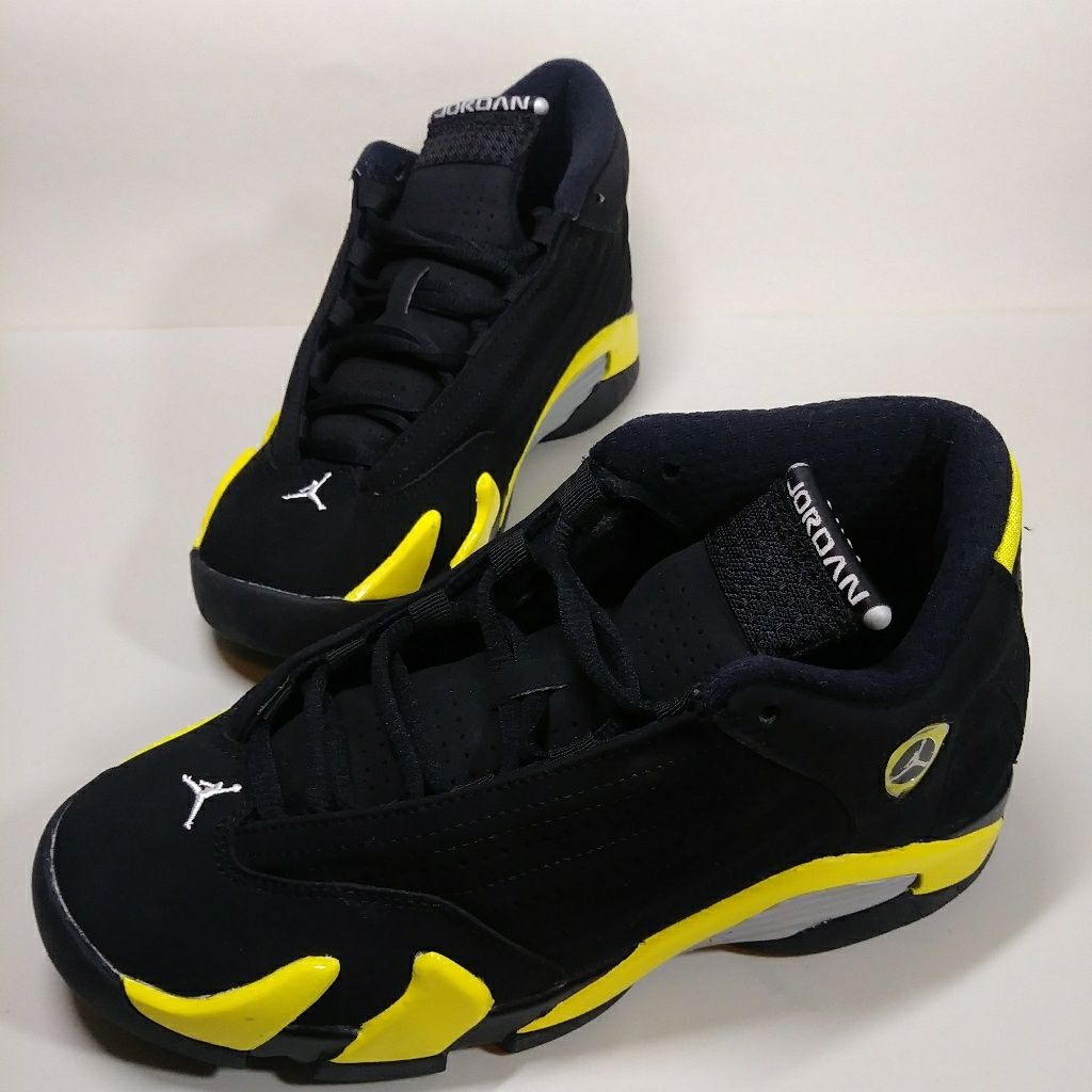 black and yellow jordan 14s