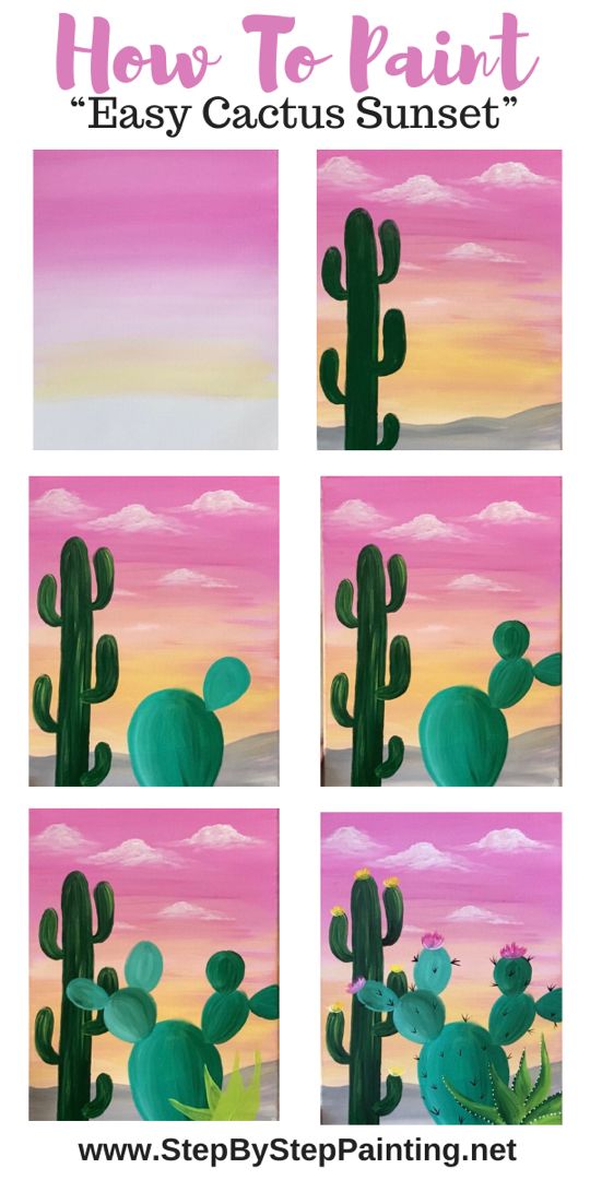 Learn To Paint An Easy Cactus Sunset Learn To Paint An Easy Cactus Sunset