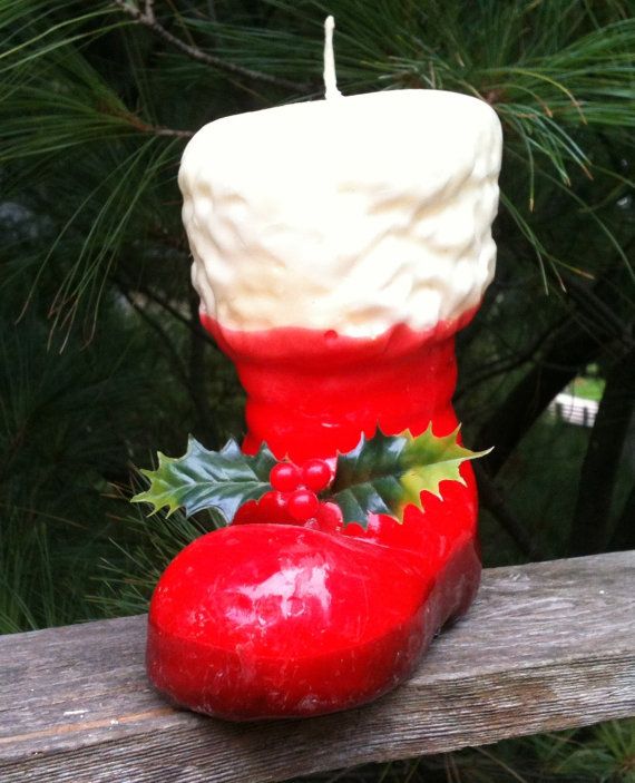 Santa Boot Vintage Christmas Candle 1960 S Robert Alan Etsy Retro Christmas Decorations Christmas Candle Vintage Christmas Candles