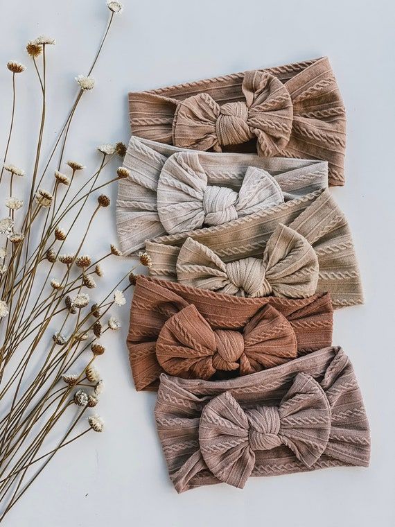 Baby Headbands Earth Tone Bows Girls Hair Bows Turban | Etsy Fall Headbands Baby, Newborn Girl Headbands, Gifts For Newborn Girl, Newborn Bows, Baby Bow Headband, Baby Girl Newborn, Fall Baby Bows, Boho Baby Girl Nursery, Baby Turban
