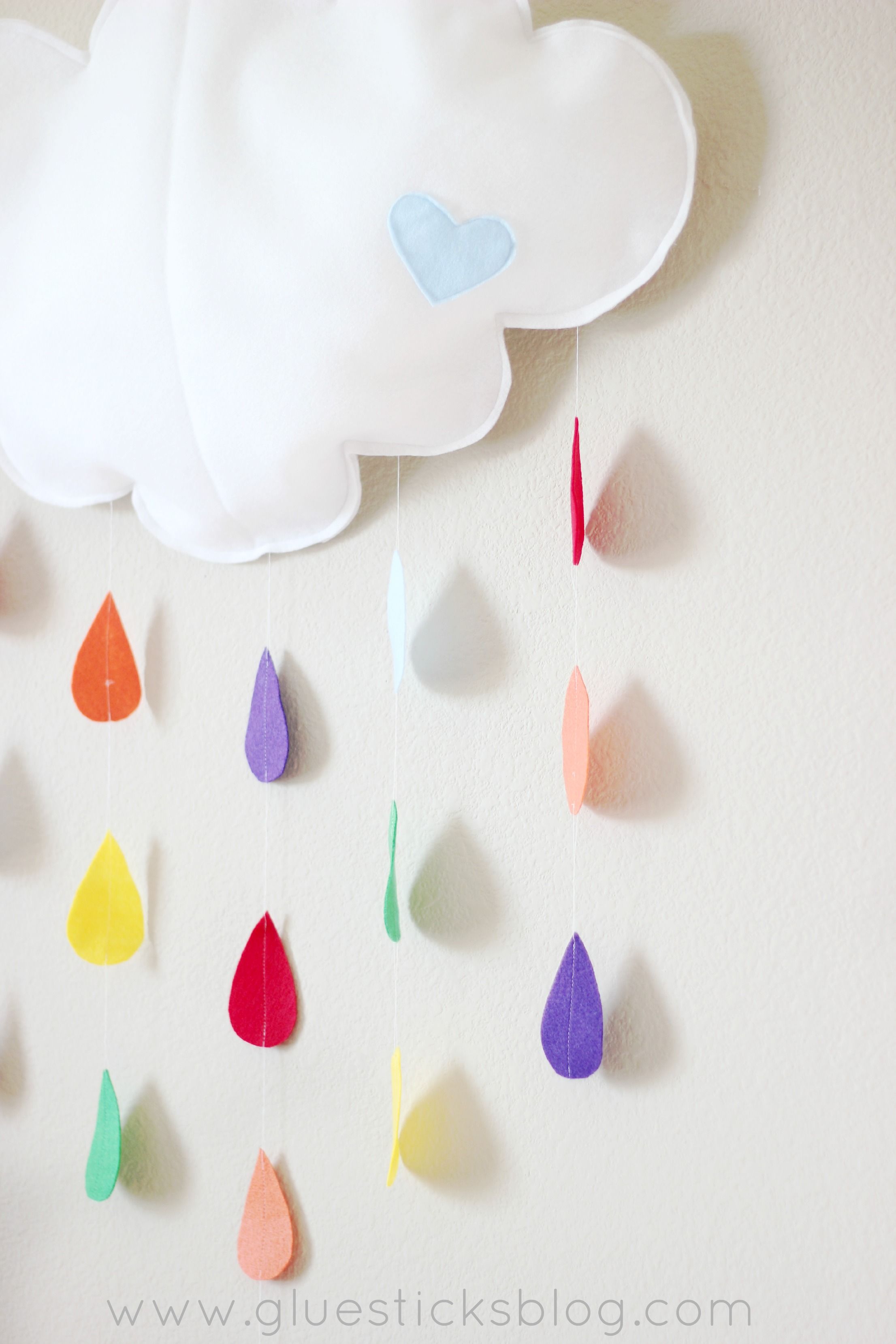 Felt Cloud Mobile Crafts, Diy baby stuff, Sewing crafts
