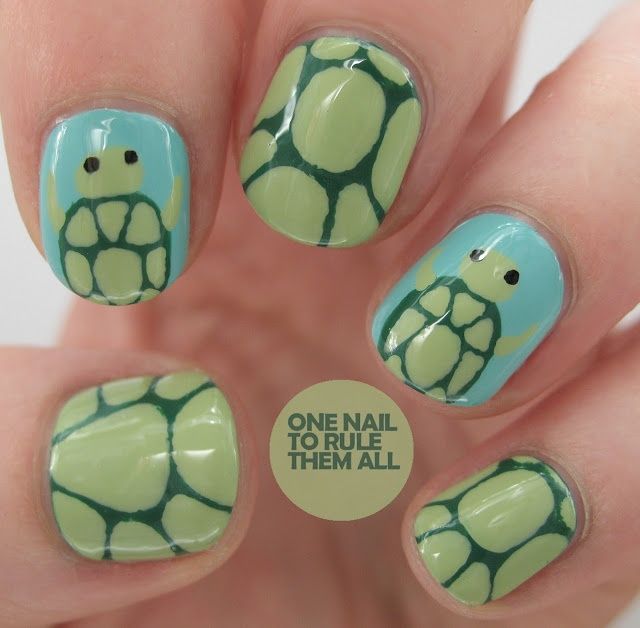 Cute Turtle Nail Art I Love Turtles. This Might Be A Bit Young Cute turtle nail art I love turtles. This might be a bit young design for myself, but I would love turtles on my nails. - Cute Turtle Nail Art I Love Turtles. This Might Be A Bit Young