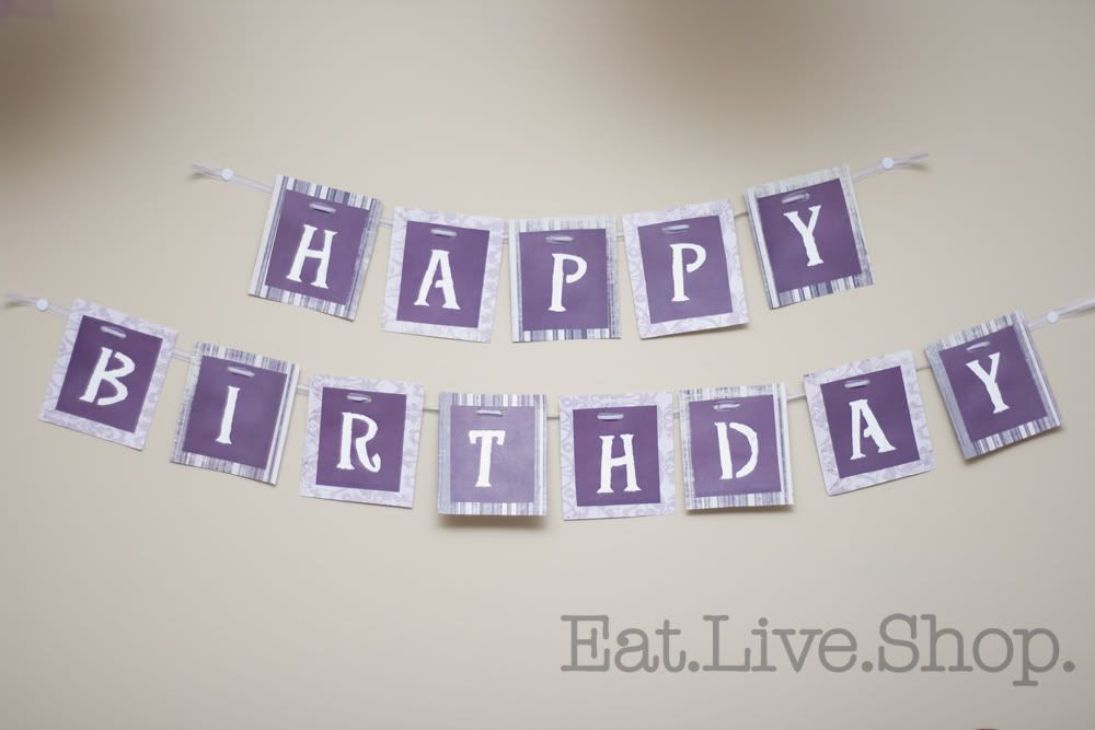 purple birthday banners