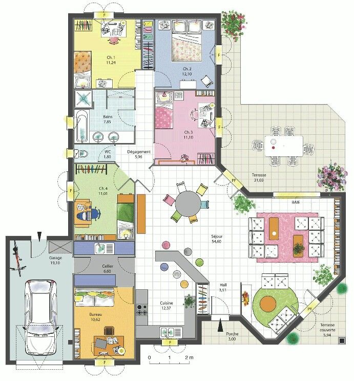 5 quartos Casa Pinterest House, Large house plans and Villa plan - maison de 100m2 plan 5 quartos Casa Pinterest House, Large house plans and Villa plan - maison de 100m2 plan