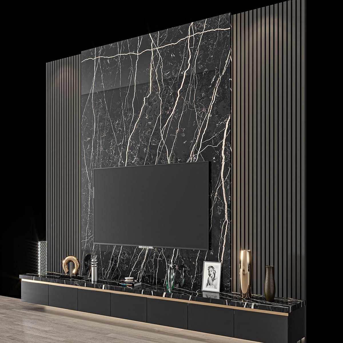 Tv set 36 on Behance Living Room Tv Cabinet Designs, Living Room Wall Units, Home Design Living Room, Luxury Living Room, Wall Decor Living Room, Modern Tv Room, Modern Tv Wall Units, Tv Decor, Game Room Decor