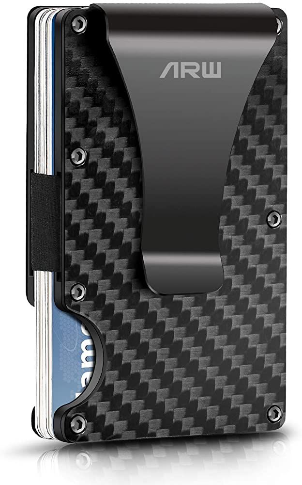 Carbon Fiber Wallet, ARW Metal Money Clip Wallet, RFID Blocking