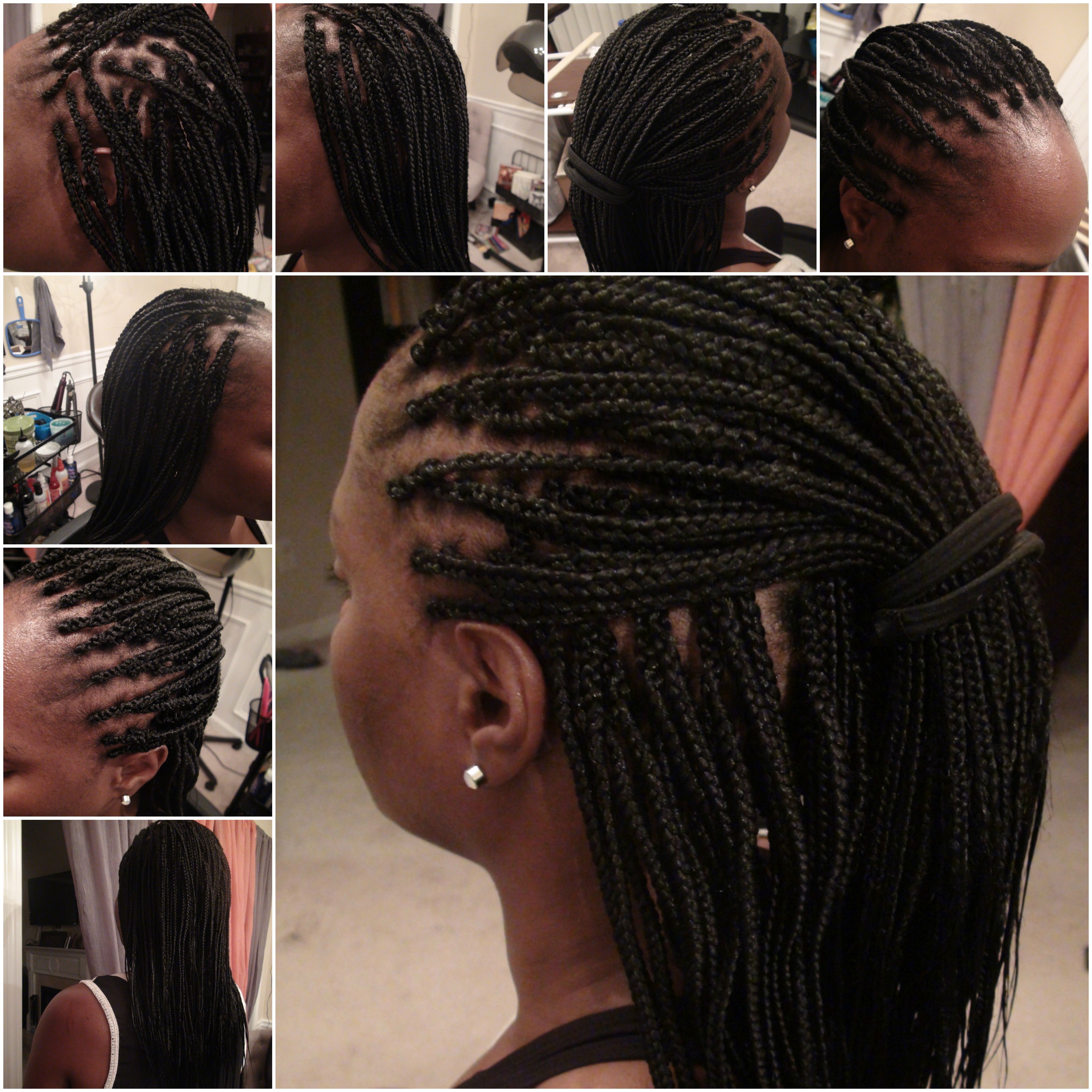 Small Box Braids on thin, fine hair. Length mid back. Braiding hair Jumbo Kanekalon braiding