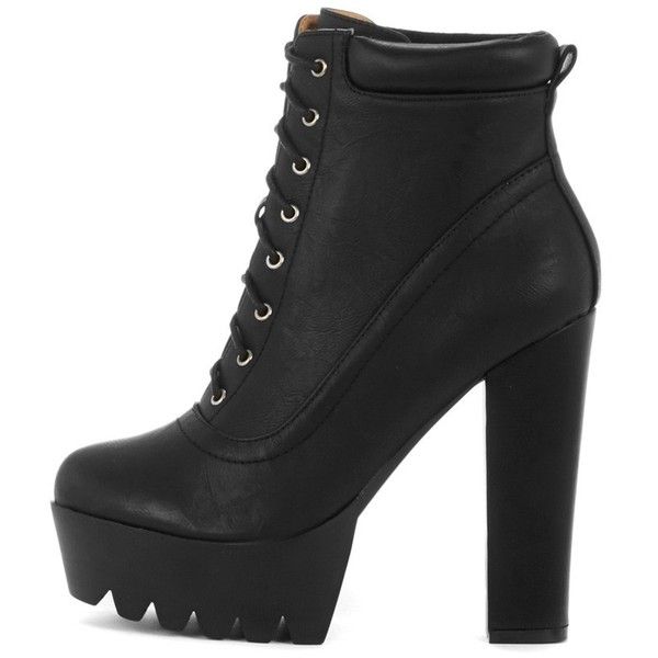 platform black lace up shoes