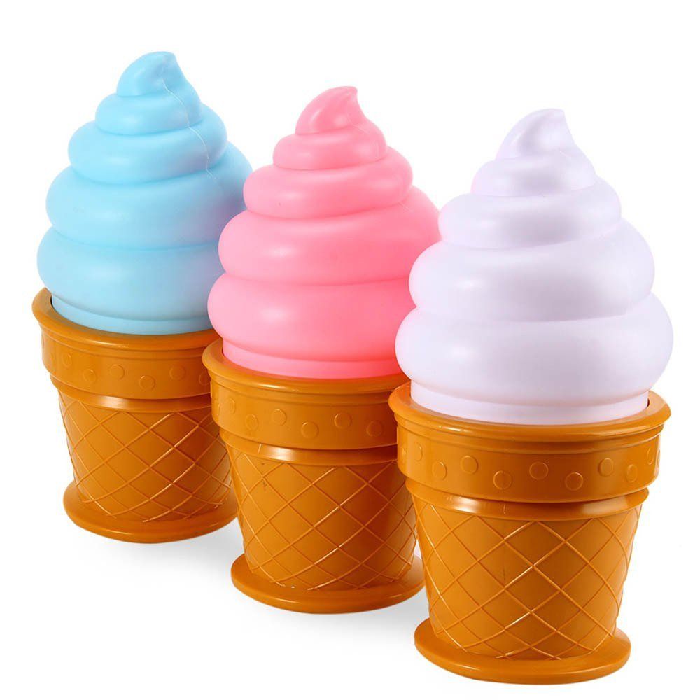 Novelty Ice Cream Cone Shaped Night Light Desk Table Lamp Kids Children Decors