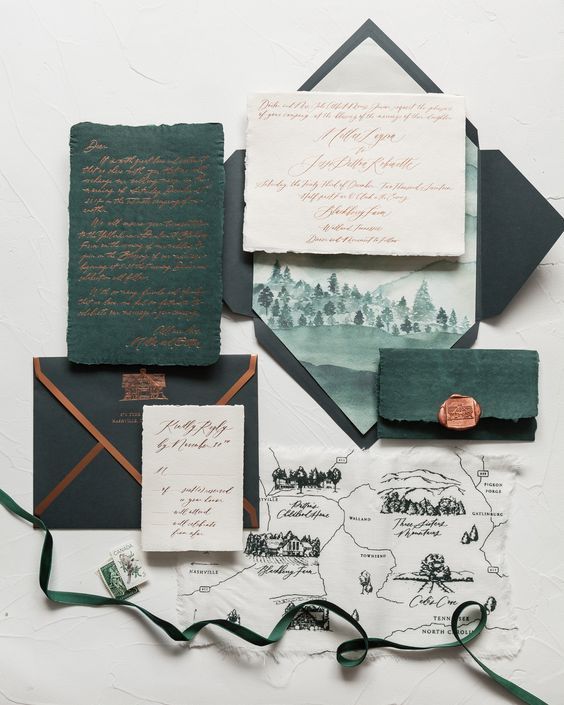 Eat, drink & be well lettered with elegant invitation suite. Simplicity is sophi...