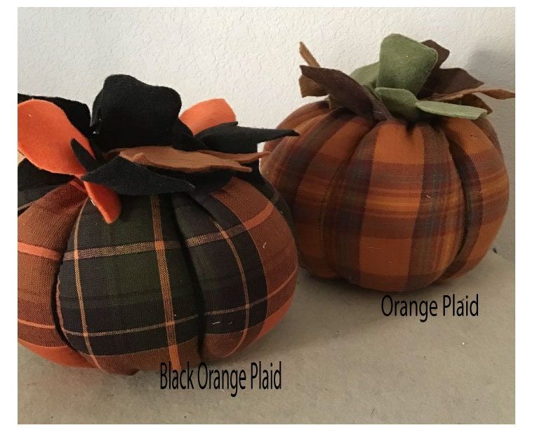"This is for one Orange and Black Buffalo Check Flannel Fabric or orange and black cotton plaid fabric pumpkin ... hand made Country/Halloween/Harvest Pumpkin (stuffed with fiberfill) with felt leaves and stem. They are 7-8\"in size... cotton fabric For INDOOR Use Only Check out my other Etsy Shops: https://www.etsy.com/shop/oldporchsigns https://www.etsy.com/shop/oldvintageporch Most of my signs, crafts and home decor items are made and ready to ship. Special orders and multiple orders can be m Homespun Fabric, Felt Fabric, Flannel Fabric, Cotton Fabric, Plaid Flannel, Cute Pumpkin, Pumpkin Orange, Fabric Pumpkins, Fall Pumpkins