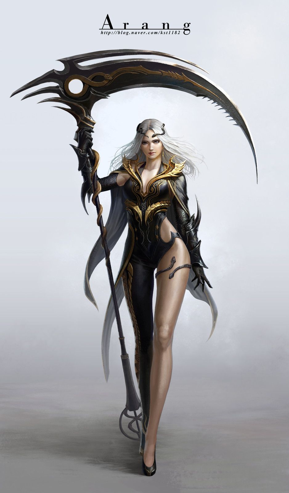 Battle Scythe Tae Kwon Kim A Rang Fantasy Female Warrior Fantasy Girl Fantasy Character Design