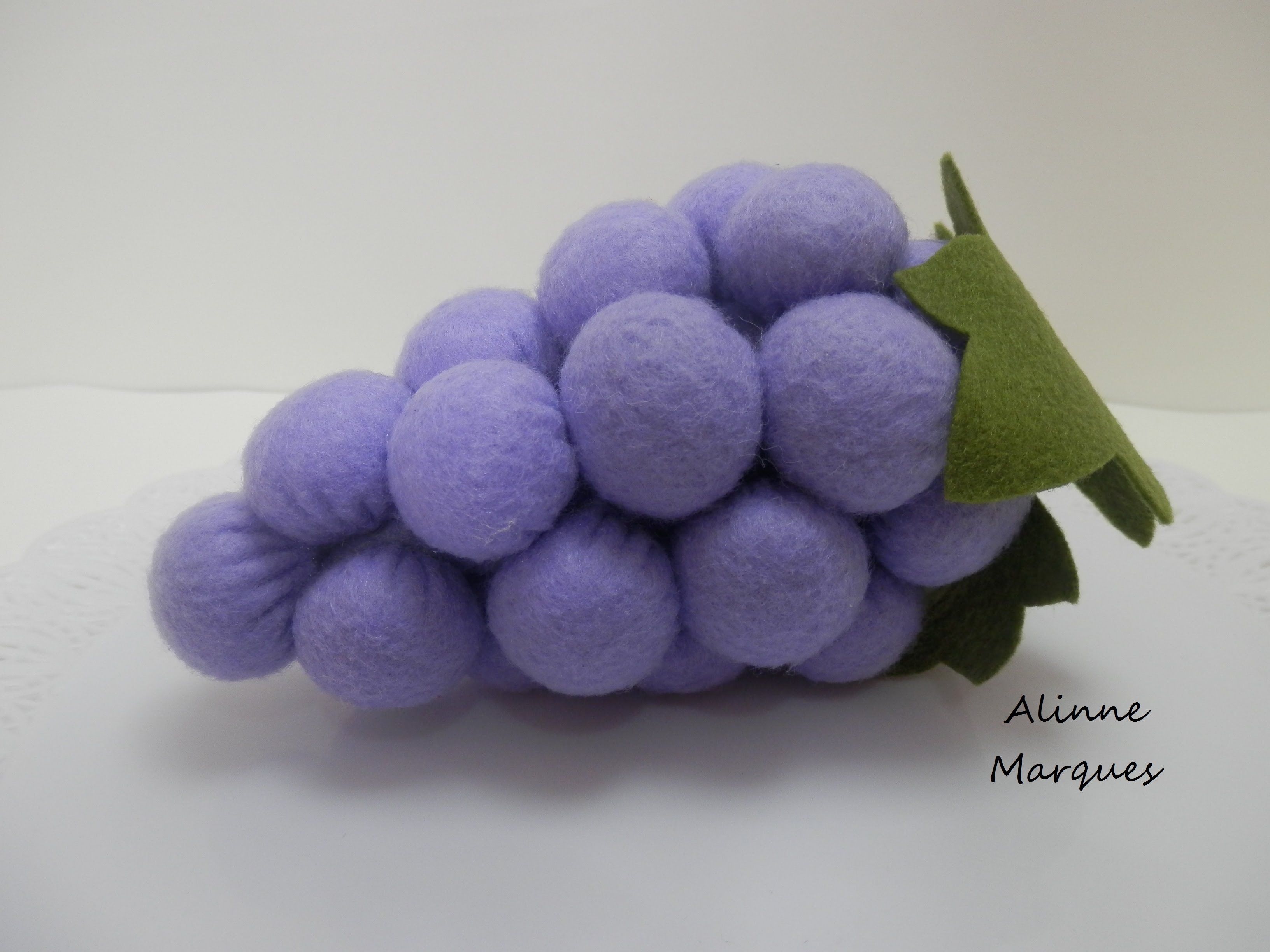 Uva 3D em feltro Artesanato Passo a passo Frutas de Aparador Gris ~ Uva 3D em feltro Artesanato Passo a passo Frutas de
