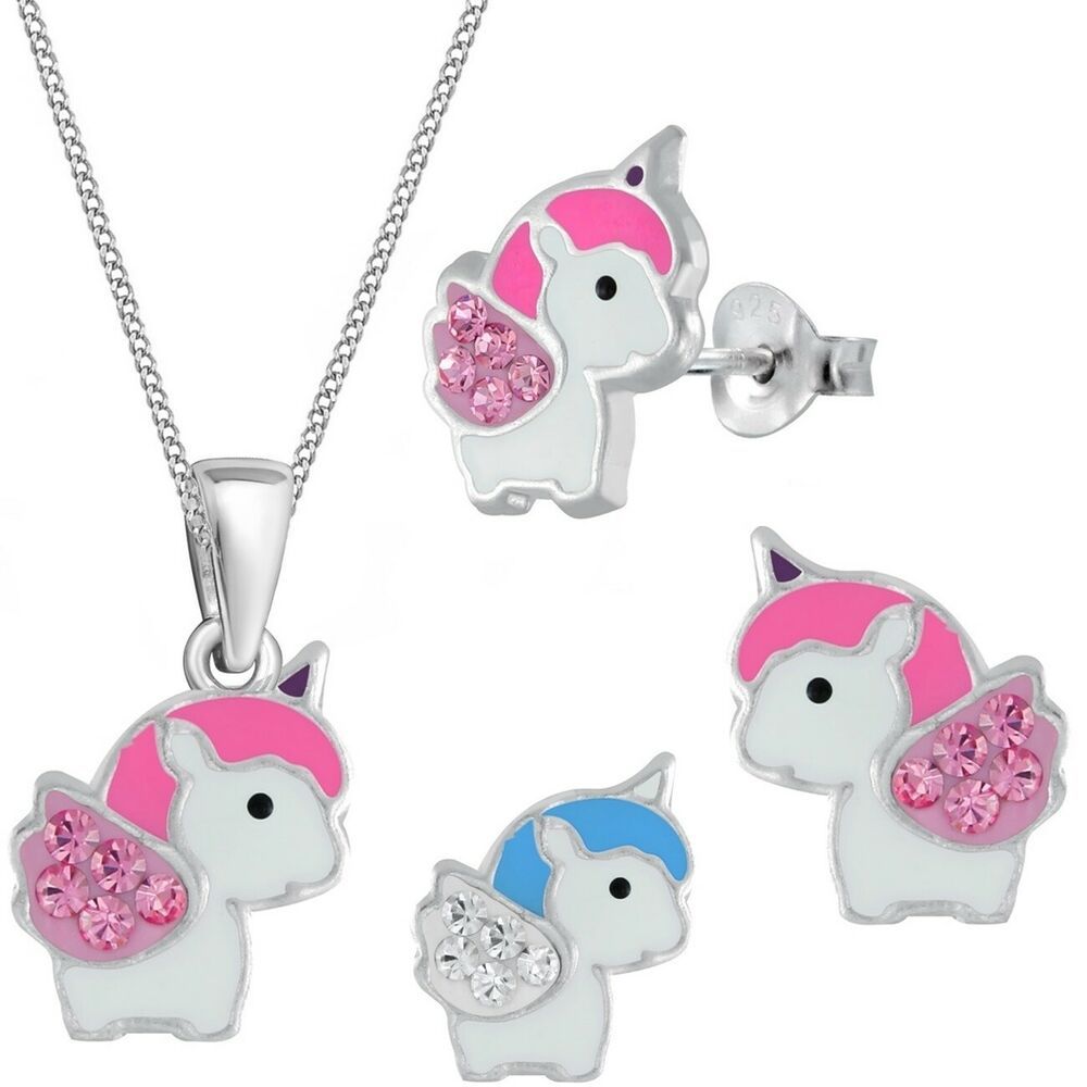 Kristall Schmetterling Anh/änger mit Halskette 925 Silber M/ädchen Kinder Baby Kette