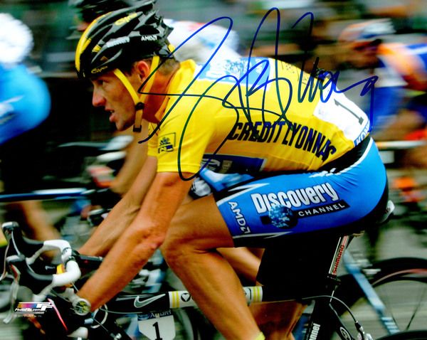 Lance Armstrong Signed Tour De France Cycling Action 8x10 Photo