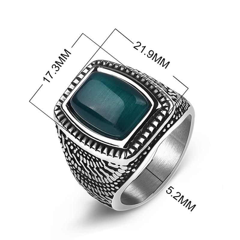 Punk Men's Silver Stainless Steel Square Black Stone Finger Rings Jewelry Punk Men's Silver Stainless Steel Square Black Stone Finger Rings Jewelry