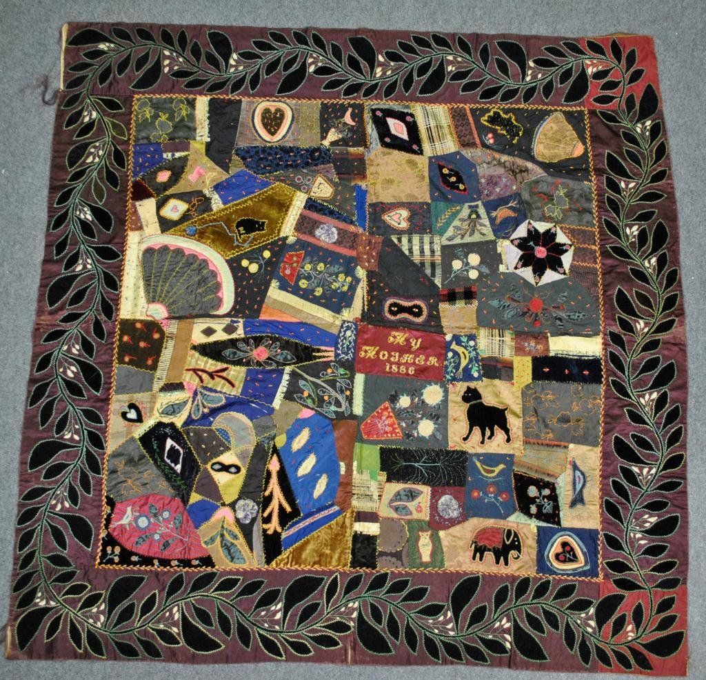 Victorian Crazy Quilt Dated 1886 Crazy Patchwork Vintage Quilts