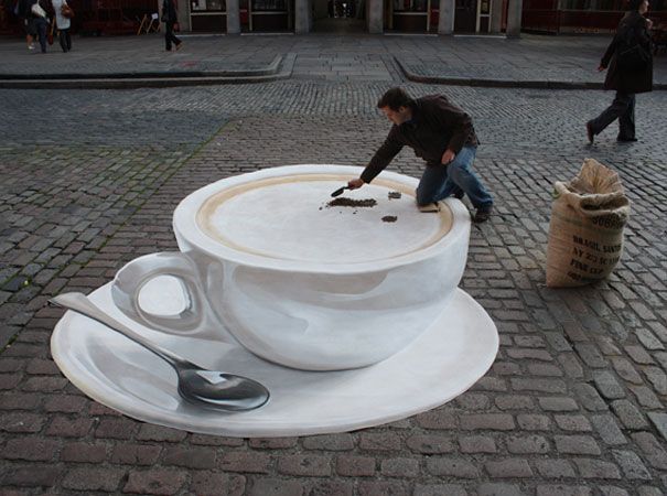 Manfred Stader began street painting, pavement art during his art studies at the famous Städel Artschool in Frankfurt, at the beginning of the 1980s and in 1985 he already became one of the few master street painters. 3d Street Art, Street Chalk Art, 3d Street Painting, Street Art Illusions, Amazing Street Art, Street Art Graffiti, Amazing Art, Street Artists, 3d Painting