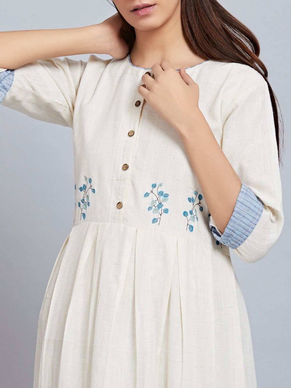 white cotton embroidered dress