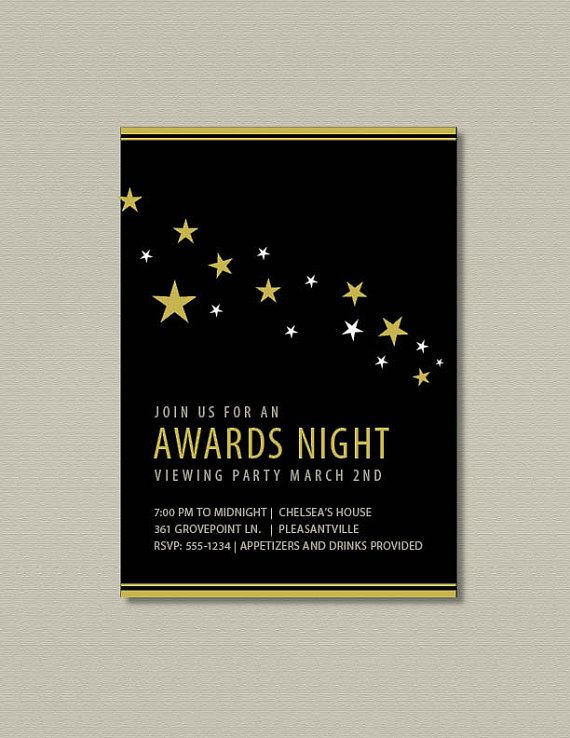 2016 oscar party printable invitation stars lights camera auction