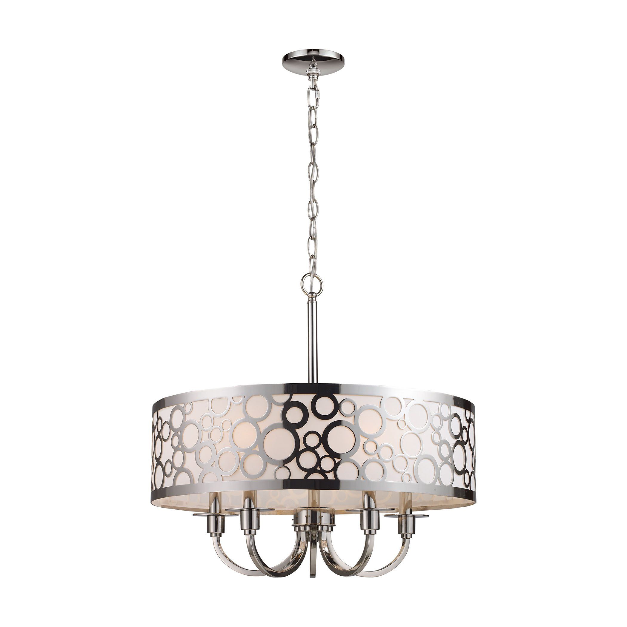 Retrovia 5 Light Chandelier In Polished Nickel By Elk Retrovia 5 Light Chandelier In Polished Nickel By Elk