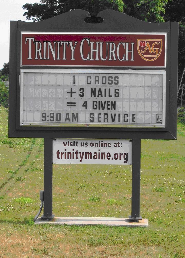 A Sign Outside The Trinity Church In Gray Maine A Sign Outside The Trinity Church In Gray Maine