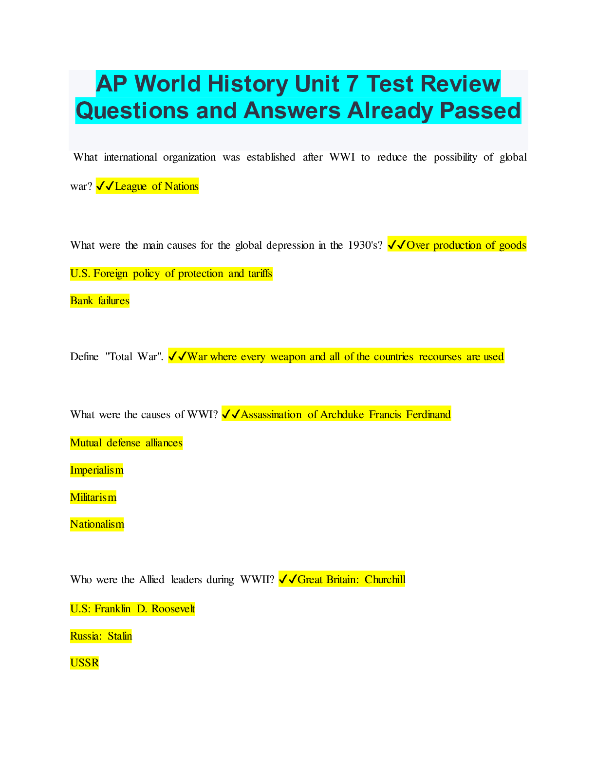 AP World History Unit 7 Test Review Questions And Answers Already ap-world-history-unit-7-test-review-questions-and-answers-already
