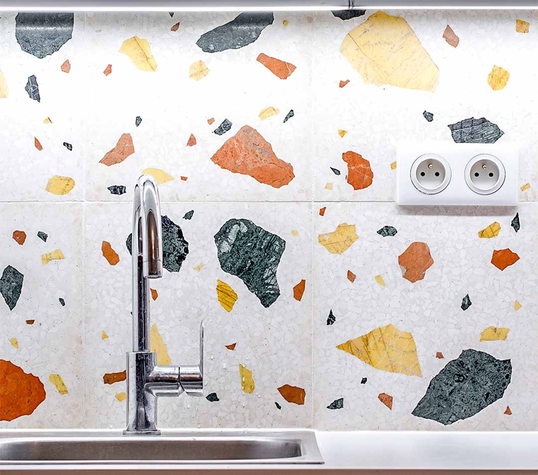 Marble Terrazzo Design composed with random multi