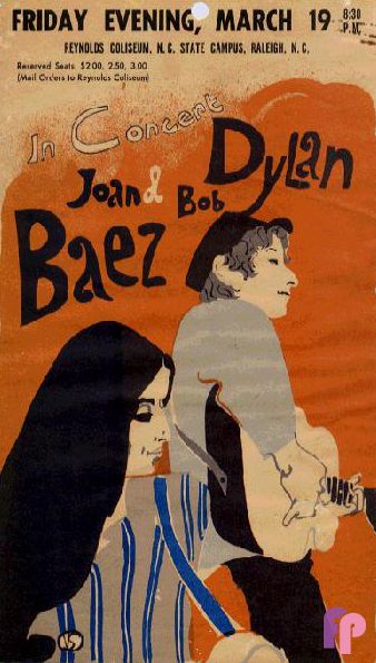 Bob Dylan /& Joan Baez 1965 vintage concert poster