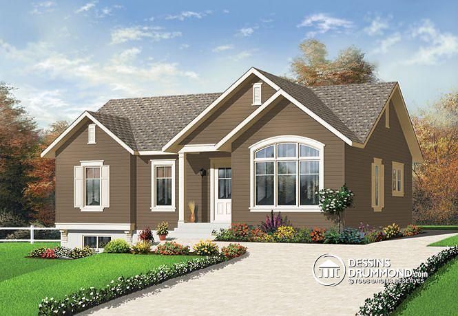 W3130 - Bungalow avec plafond cathédrale, 3 chambres, grande cuisine - cout d une construction maison W3130 - Bungalow avec plafond cathédrale, 3 chambres, grande cuisine - cout d une construction maison