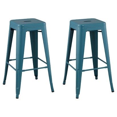 99 Carlisle Metal 29 5 Barstool Set Of 2 Teal Bar 99 Carlisle Metal 29 5 Barstool
