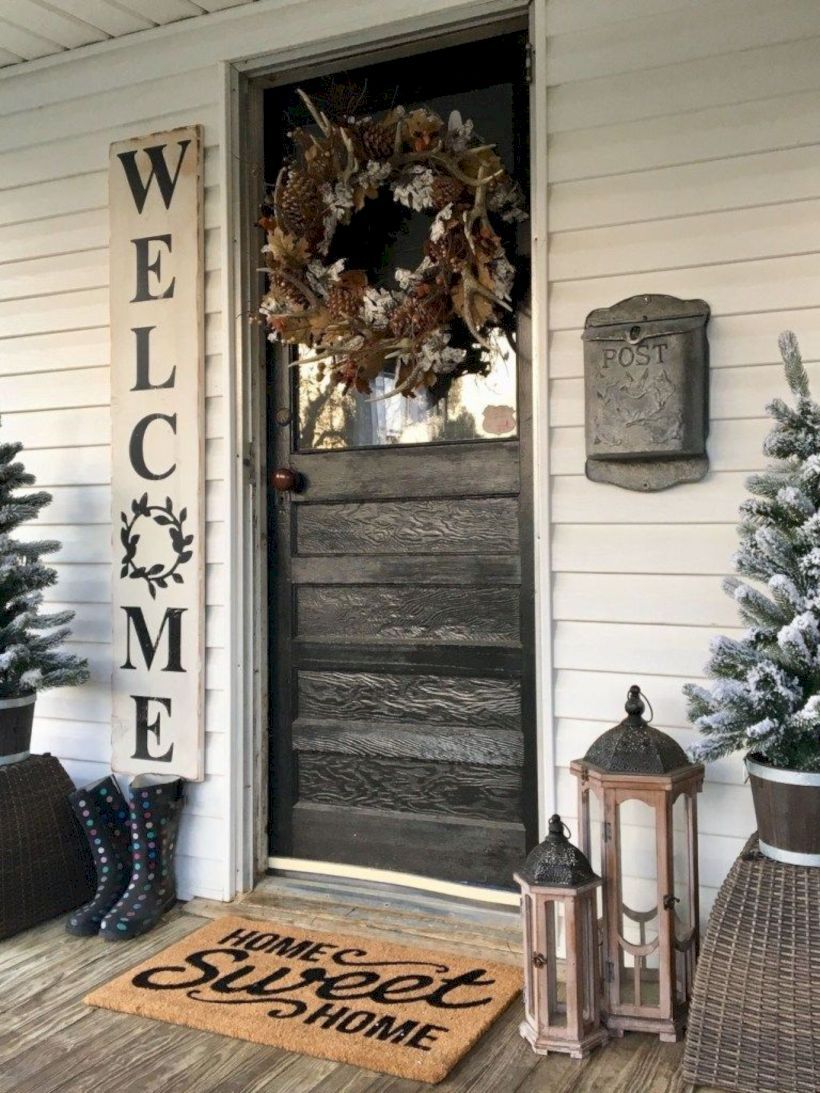 40 Rustic Farmhouse Front Porch Decorating Ideas Rustic Porch Front Porch Decorating Exterior Door Designs