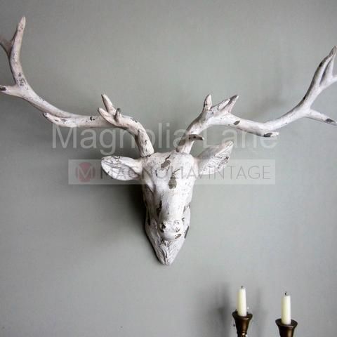Ivory Cream Stag Head Wall Art Deer Animal Decoration Vintage Ivory Cream Stag Head Wall Art Deer Animal Decoration Vintage Chic Magnoliavintage