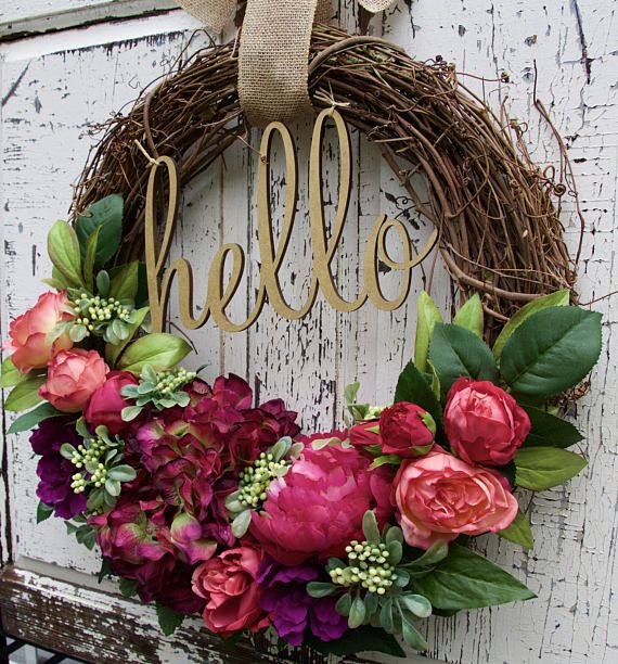Summer Wreath Hello Welcome Cottage Chic Spring Summer Wreath Hello Welcome Cottage Chic Spring Door Front Grapevine Decor Awakens With