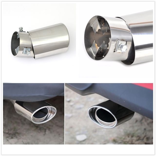 Chrome Stainless Steel Round Car Exhaust Muffler Tail Pipe Tip Universal 1PCS