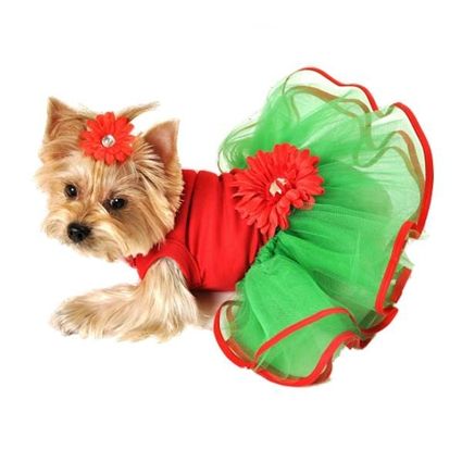 Holiday Time Christmas Designer Dog Tutu Dress Dog Tutu Puppy