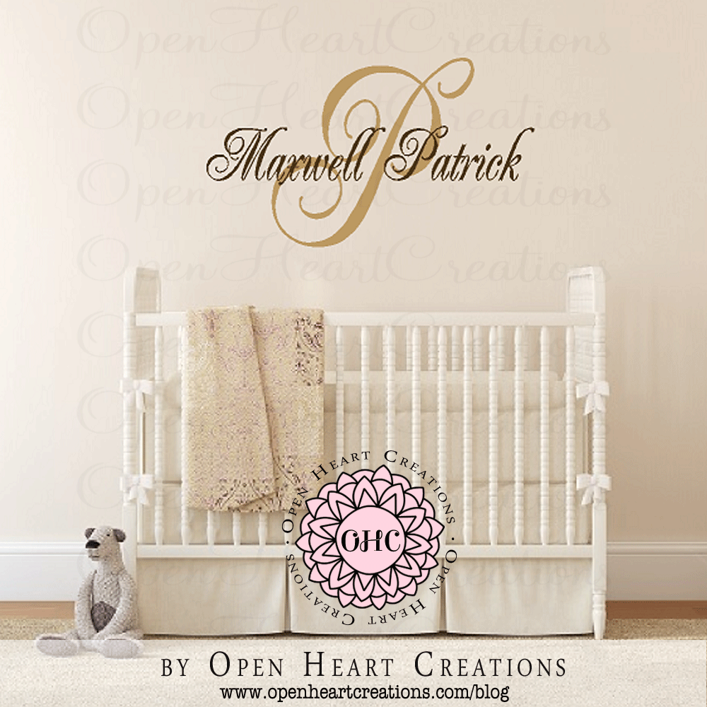 Pin By Open Heart Creations On Wall Decals In Initial With Name Overlay Personalized Custom Made Wall Decal Nursery Decals Http