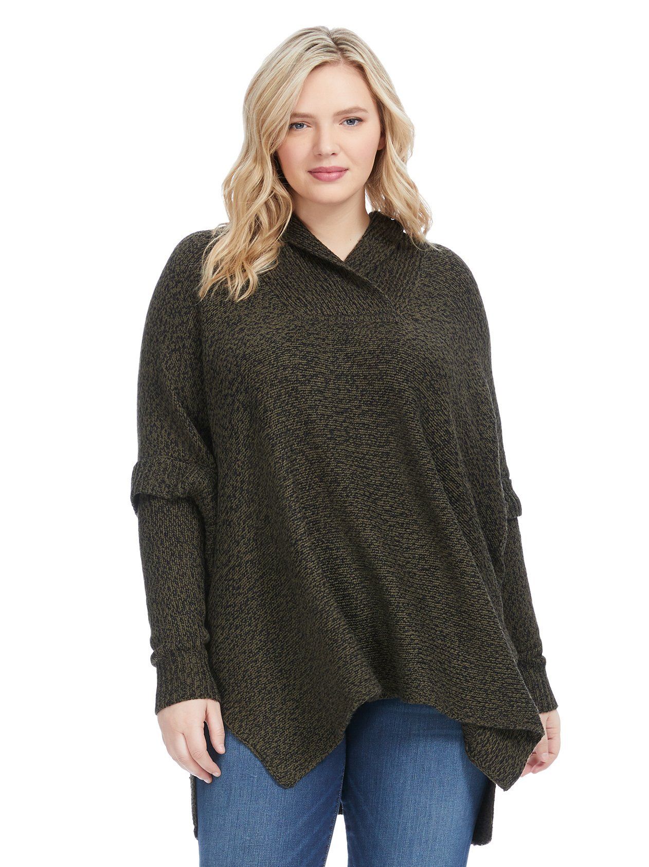 Shawl Collar Olive Twist Poncho by RD Style | Shawl collar Shawl Collar Olive Twist Poncho by RD Style | Shawl collar